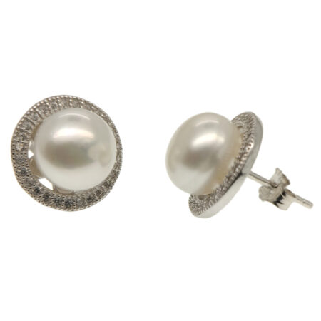 Ezüst fülbevaló gyöngy